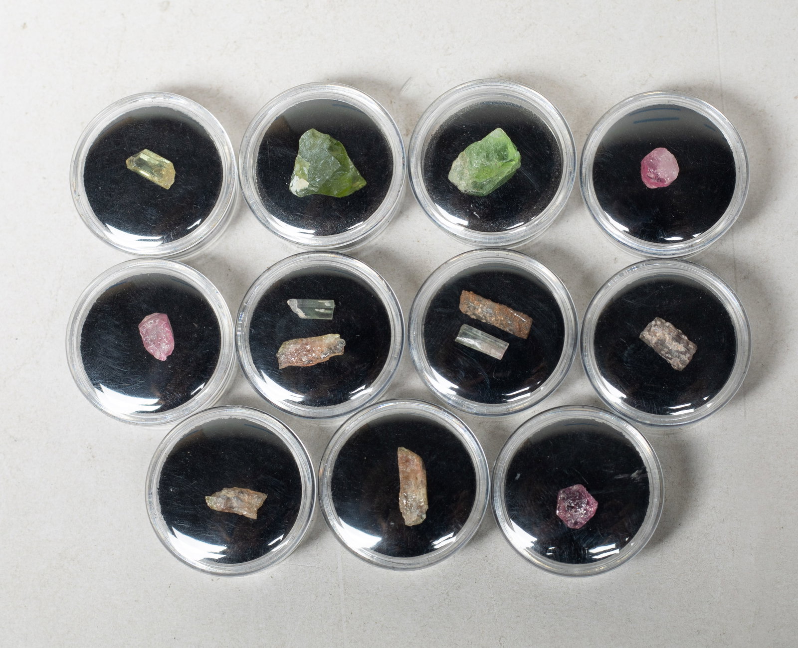 Estate Tourmaline Mine Stone Collection: Large set of tourmaline and mine stone pieces, with cases. Size varies.