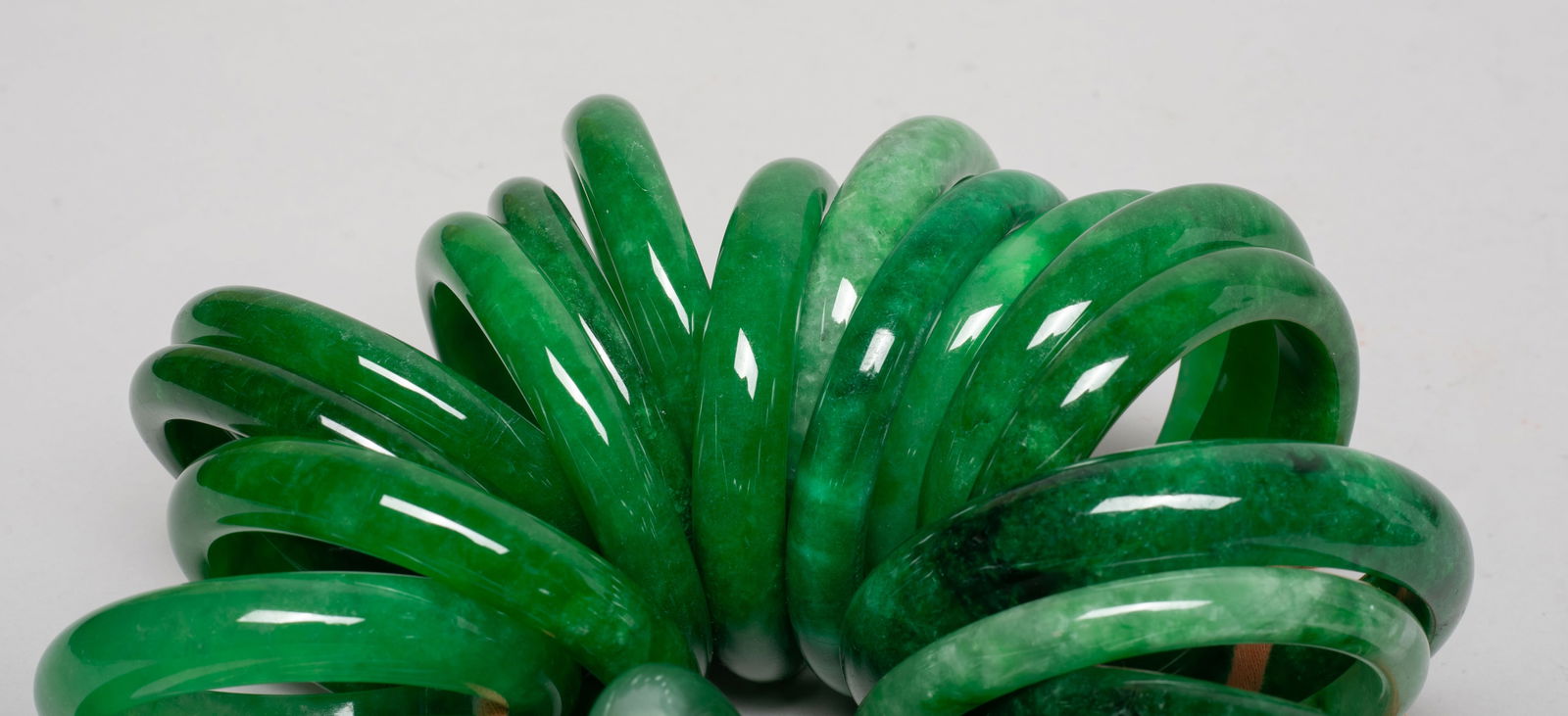 Chinese Export Colored Stone Bangles - 5