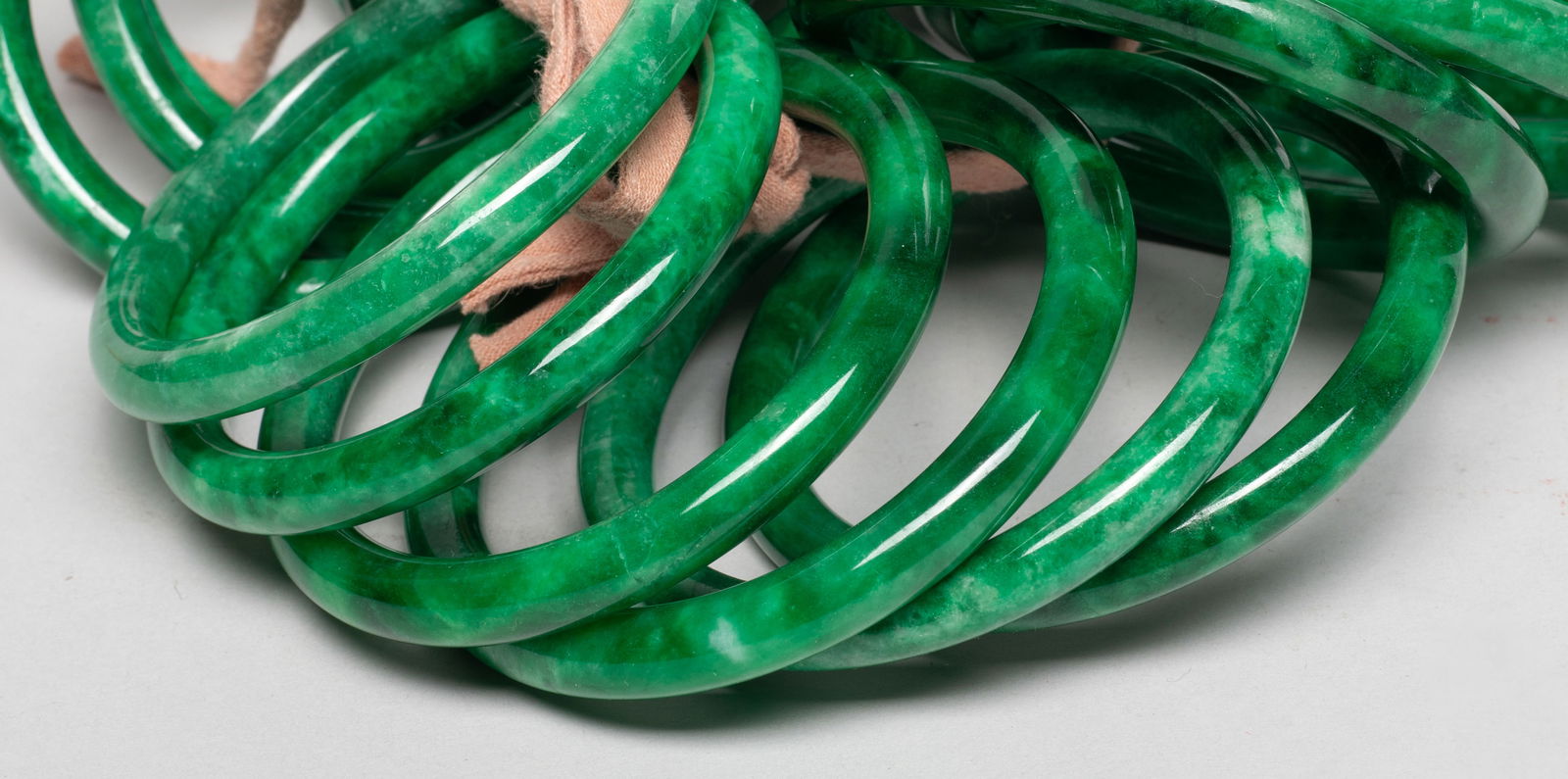 Chinese Export Colored Stone Bangles - 6