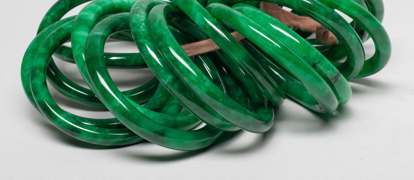 Chinese Export Colored Stone Bangles - 8