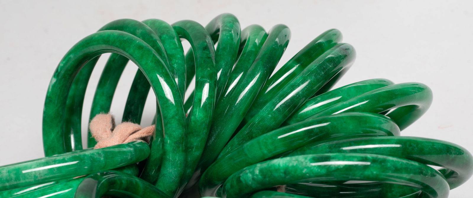 Chinese Export Colored Stone Bangles - 9