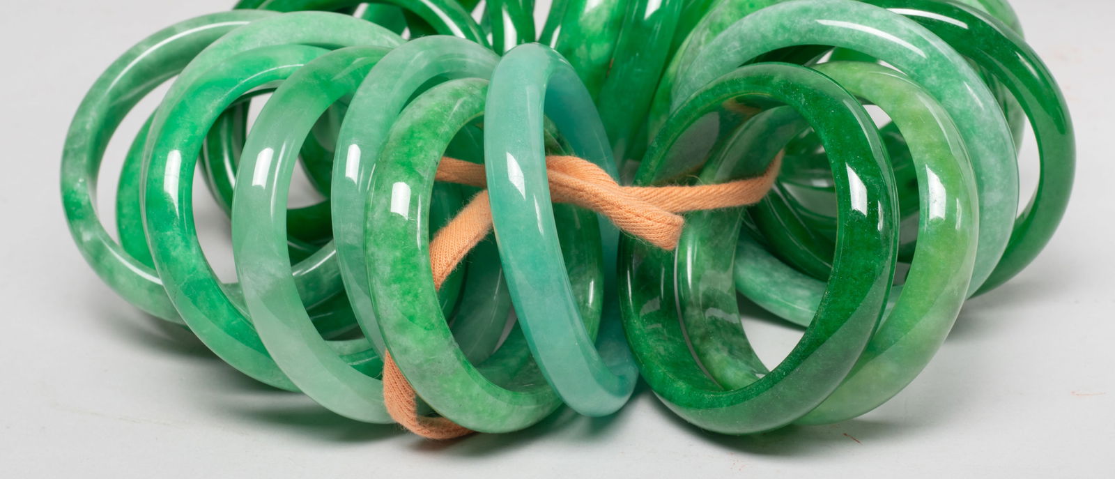 Groups Chinese Export Colored Stone Bangles - 10