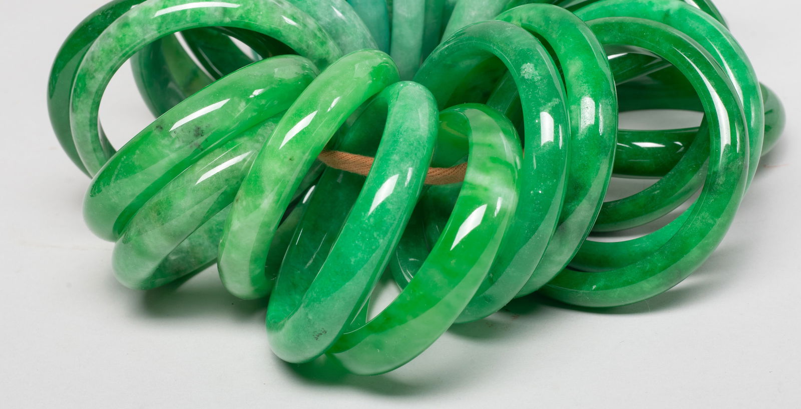 Groups Chinese Export Colored Stone Bangles - 12