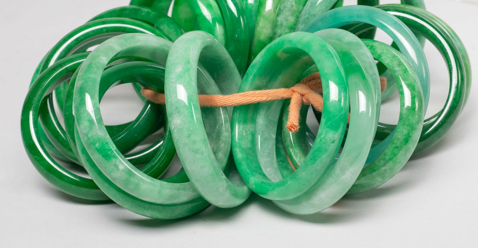 Groups Chinese Export Colored Stone Bangles - 9