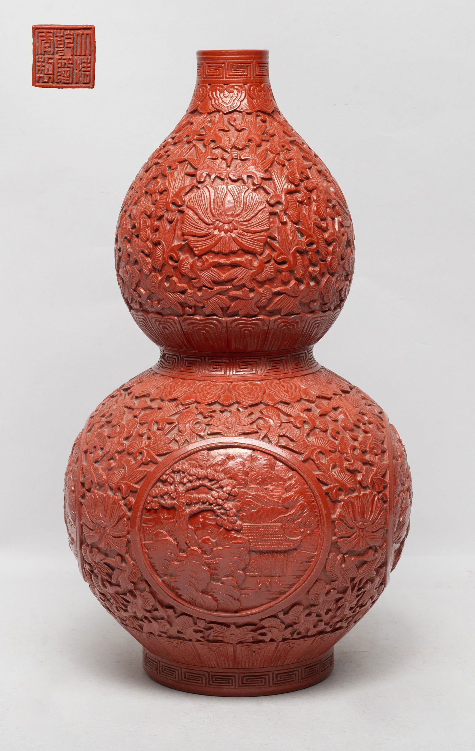 Chinese Lacquer Type Porcelain Gourd Vase (1 of 14)