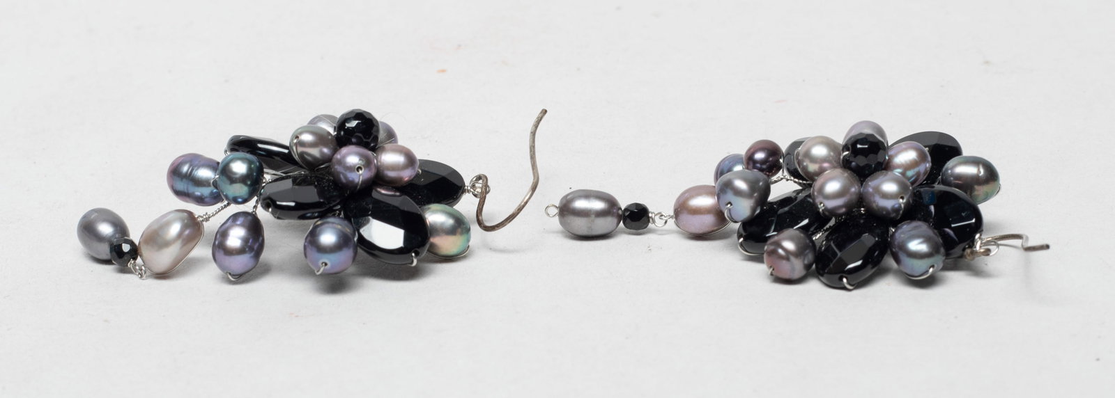 Two Large Designed Silver, Pearl Earrings - 6