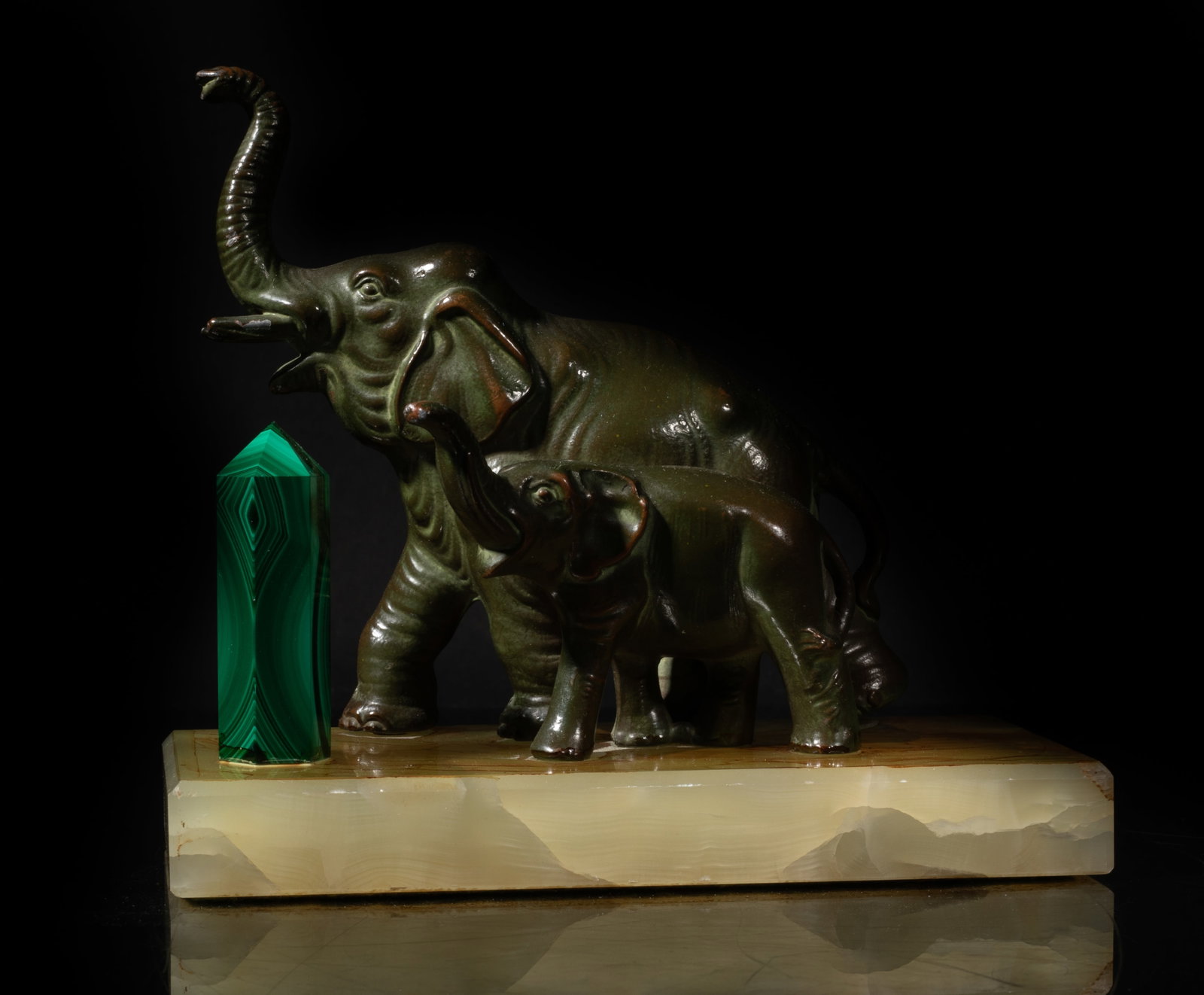 Vintage Bronze Malachite Sculpture (1 of 12)
