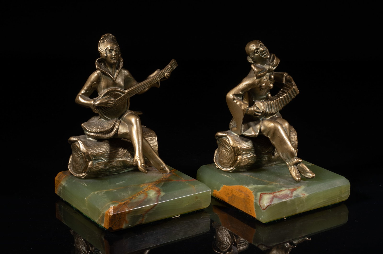 JB Hirsch Type Bronze & Marble Bookends - 3