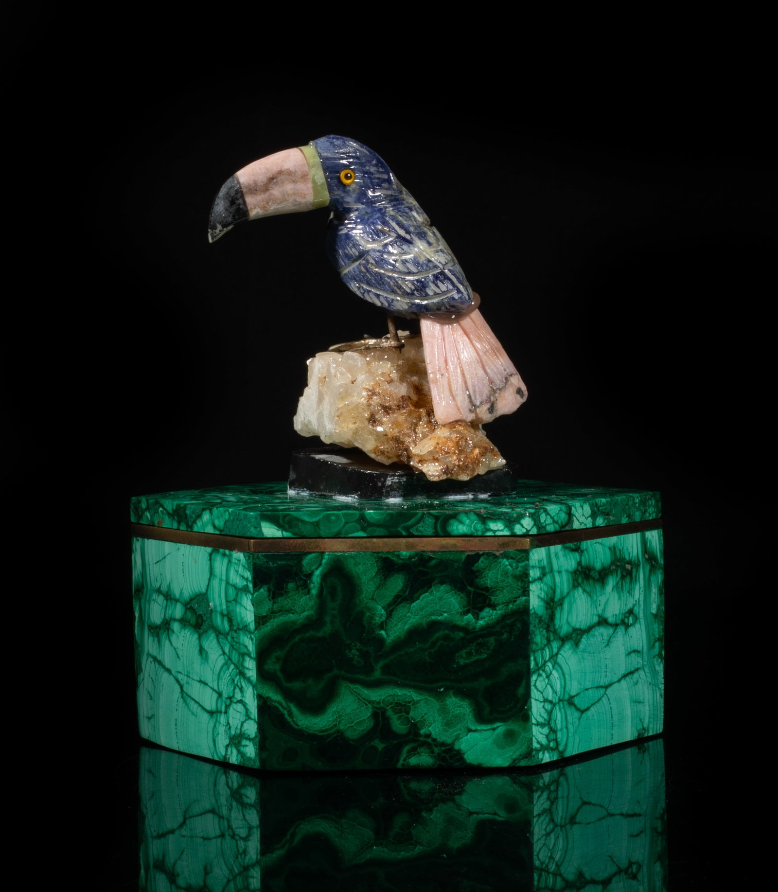Rare Malachite & Stone Bird Box (1 of 18)