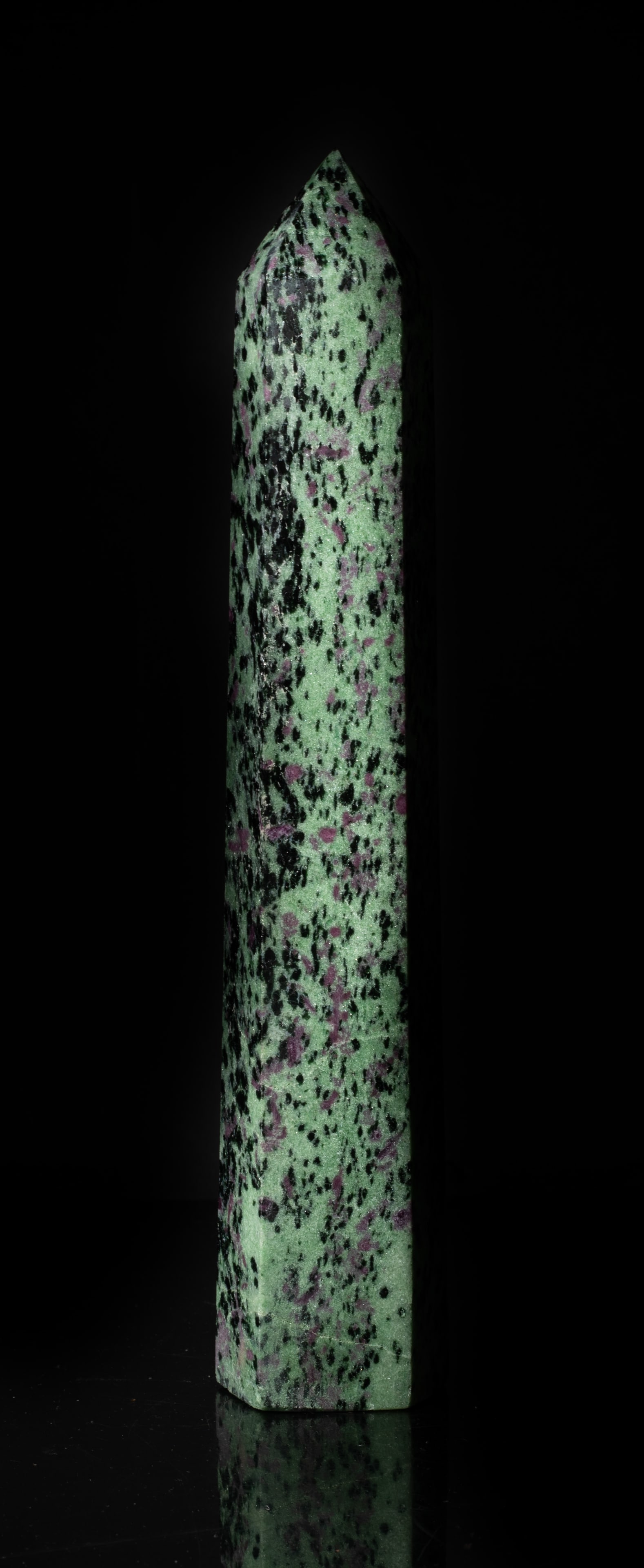 Rare Vintage Tall Ruby Obelisk Sculpture: Collectible tall heavy ruby carved obelisk sculpture. Approx. 10.5*2*1.8 inch.