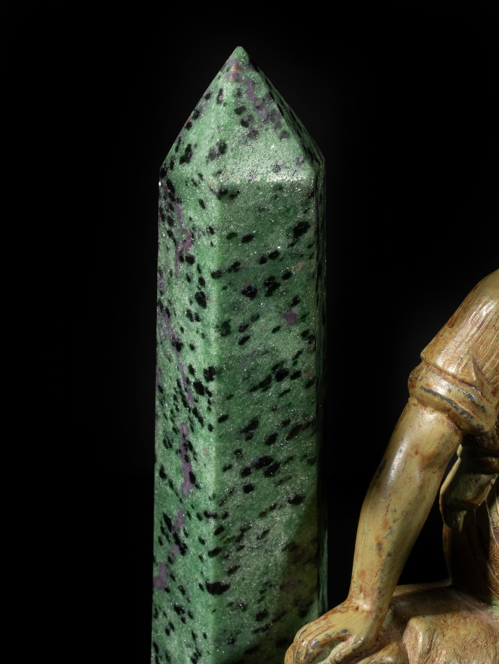 Ruby Obelisk, Metal, Marble Base Sculpture - 6