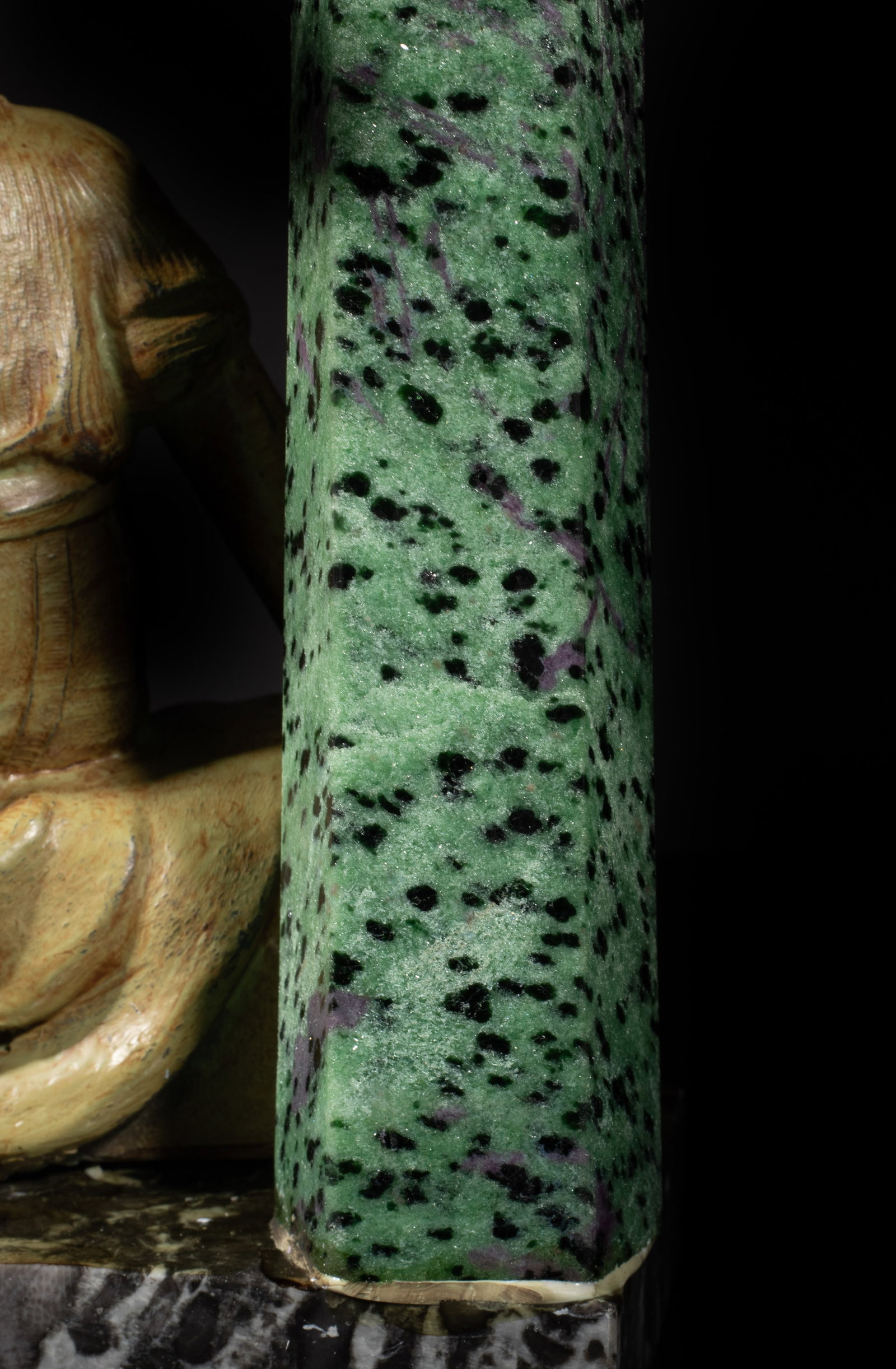 Ruby Obelisk, Metal, Marble Base Sculpture - 9