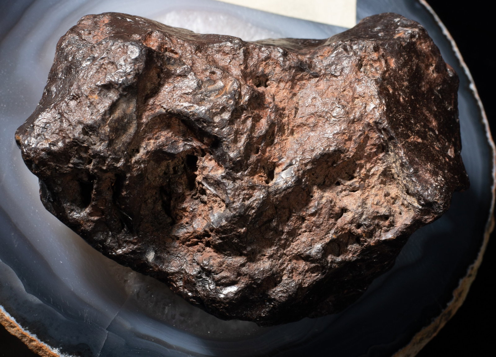 Rare Iron Meteorite on Agate Base - 9