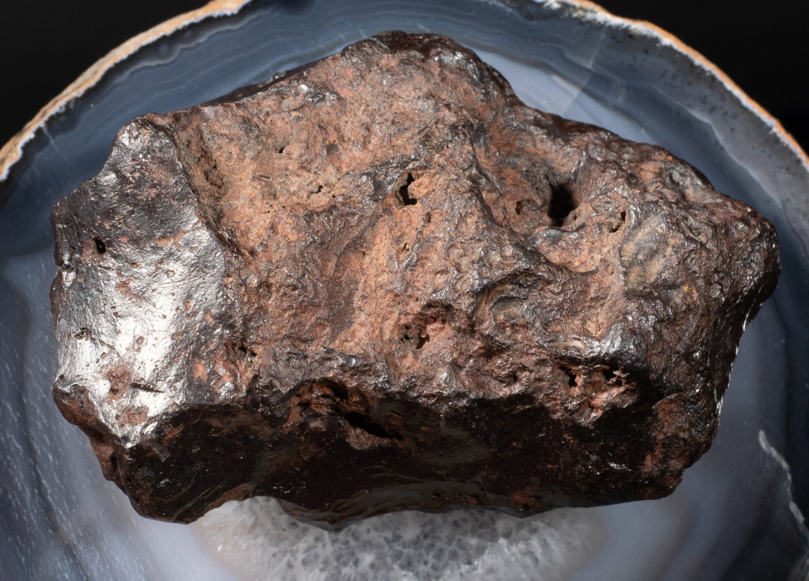 Rare Iron Meteorite on Agate Base - 8