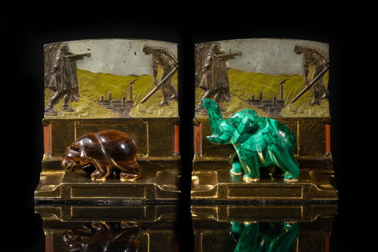 Early 1900s Malachite, Gemstone, Bronze Sets (1 of 9)