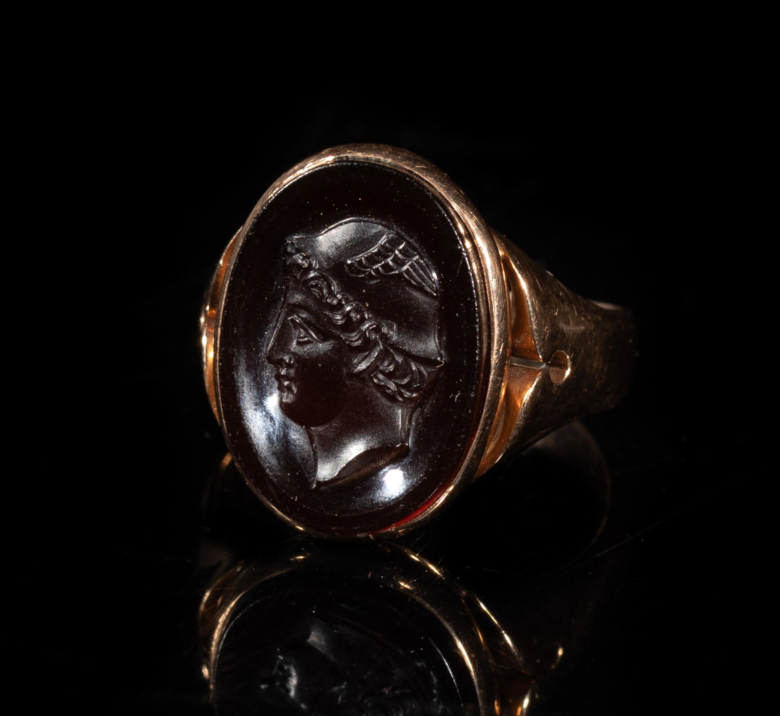 Vtg. Rose Gold Inlaid Hand Cut Roman Head (1 of 6)