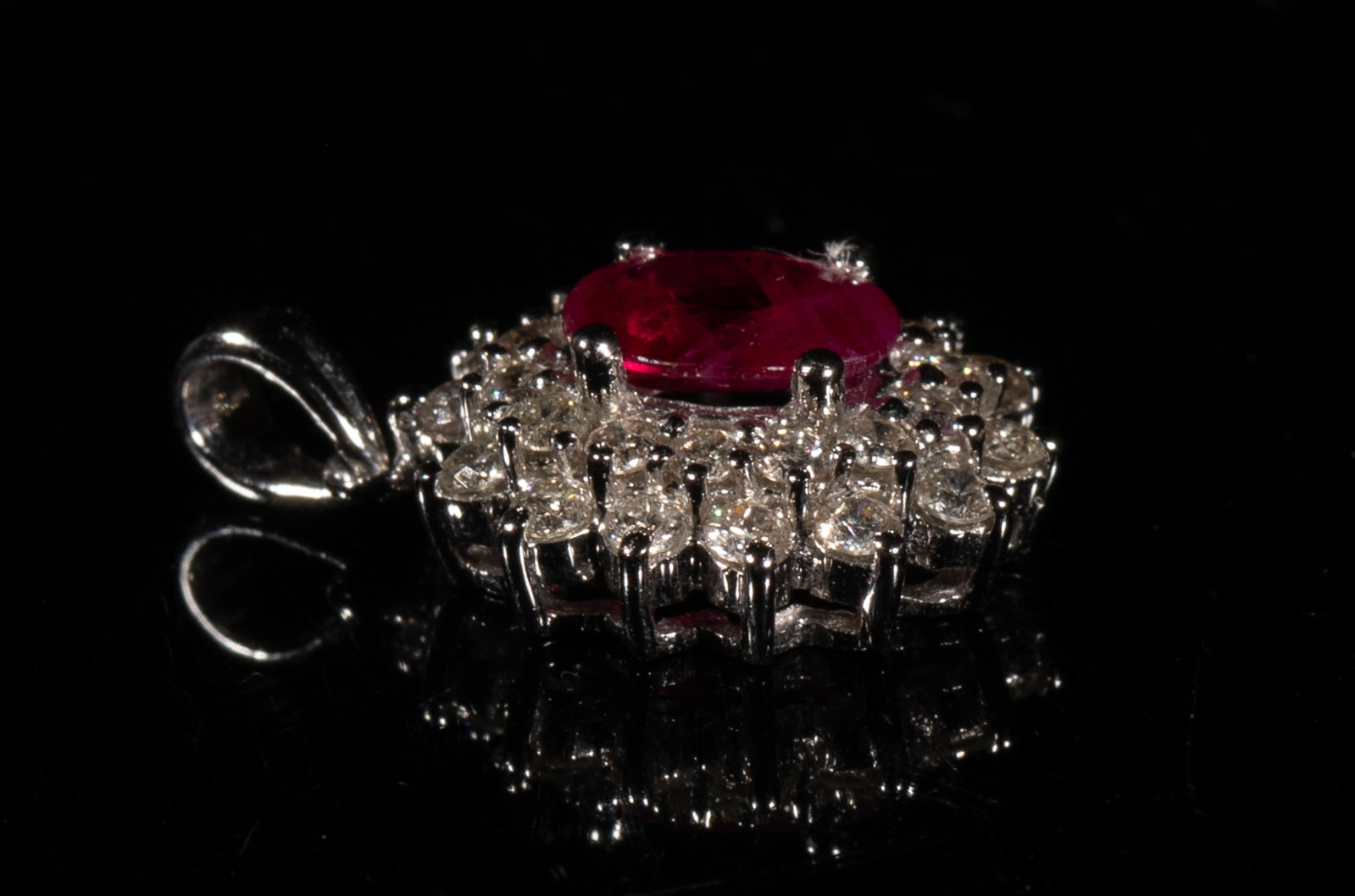 14K 585 White Gold, Ruby Pendant - 4