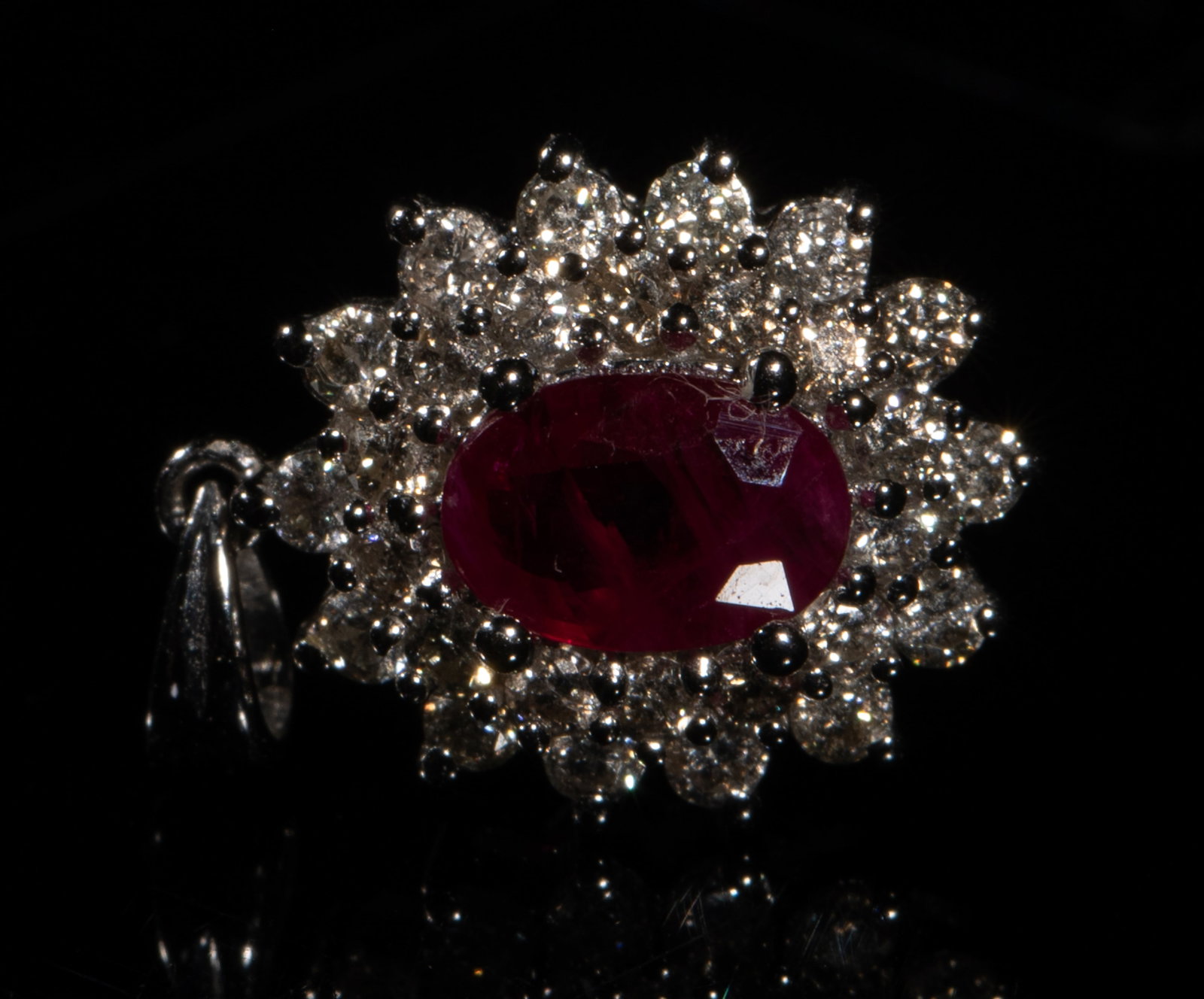 14K 585 White Gold, Ruby Pendant - 6