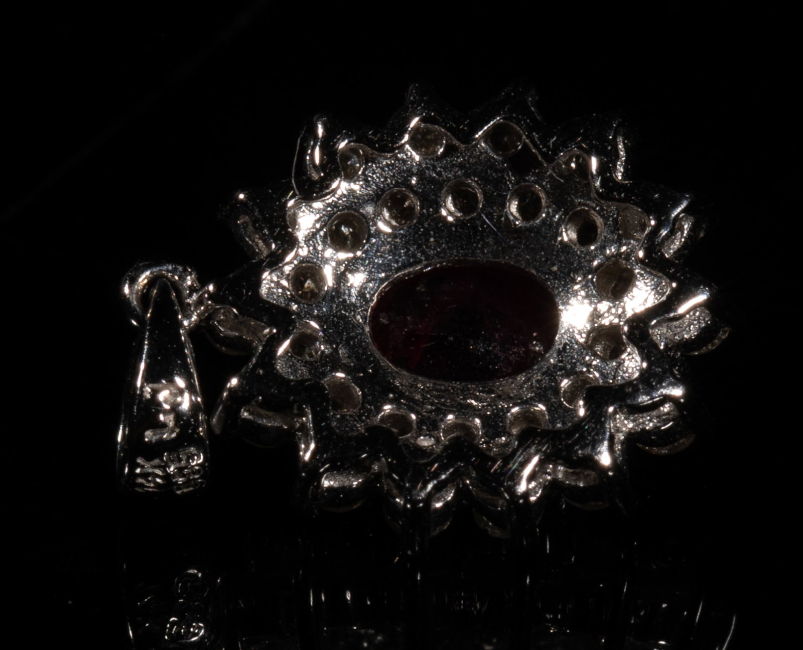 14K 585 White Gold, Ruby Pendant - 7