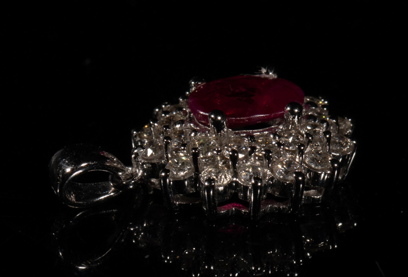 14K 585 White Gold, Ruby Pendant - 9