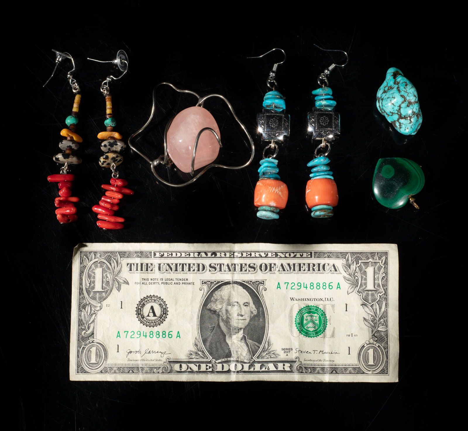 Sterling, Turquoise Like, Native American Type Set - 2