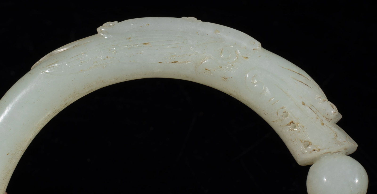 Two Chinese Ming Jade Dragon Bangles - 10