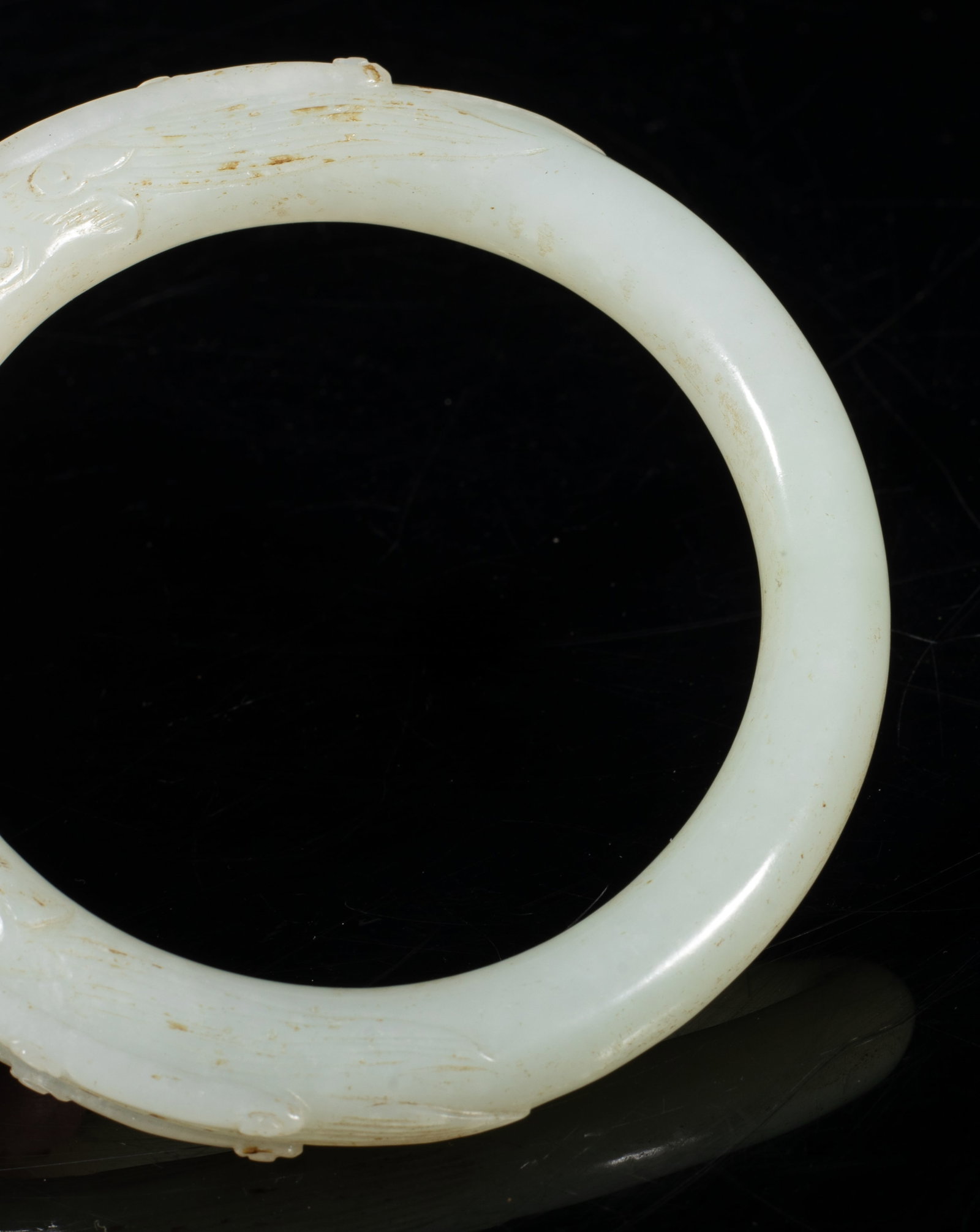 Two Chinese Ming Jade Dragon Bangles - 11