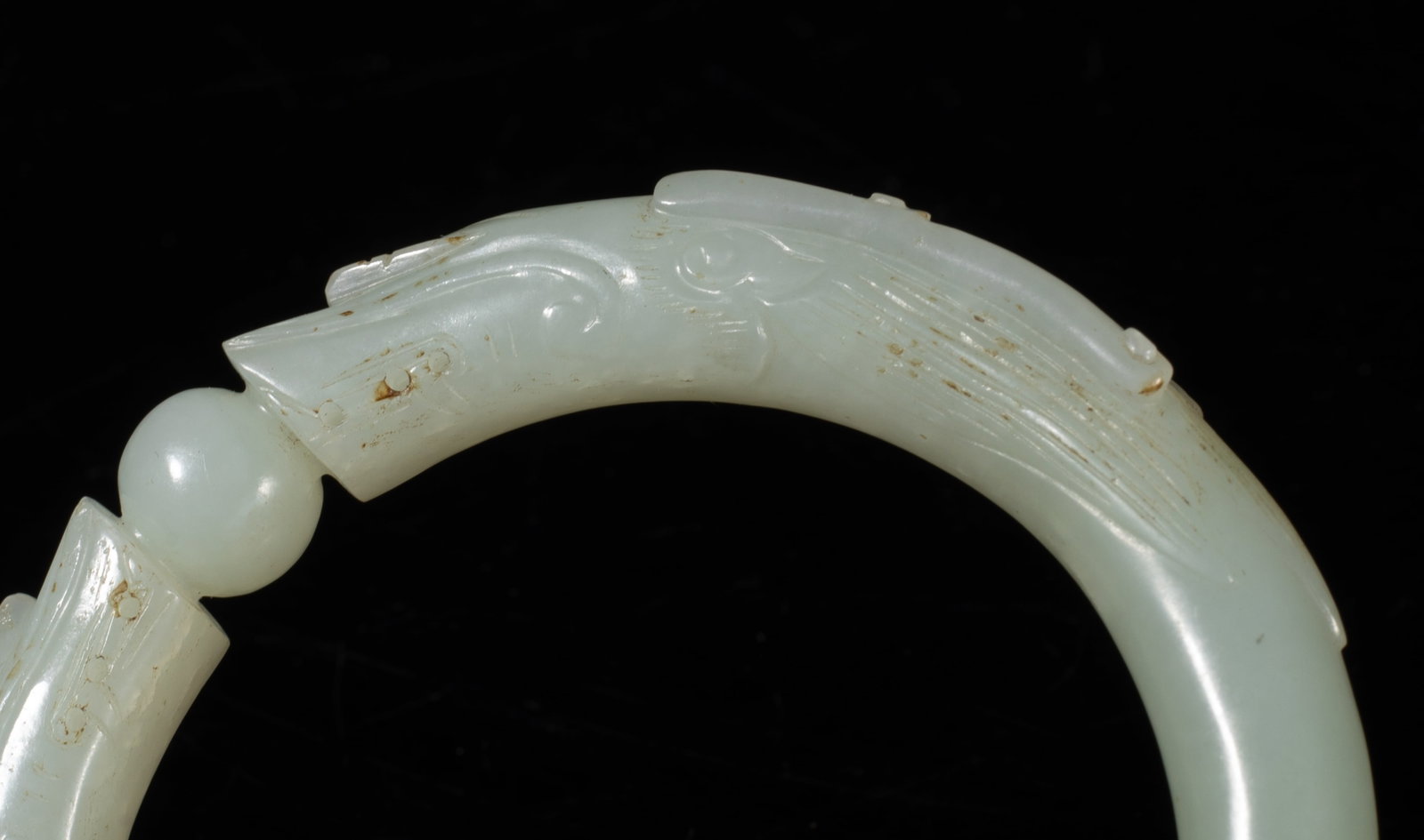 Two Chinese Ming Jade Dragon Bangles - 6