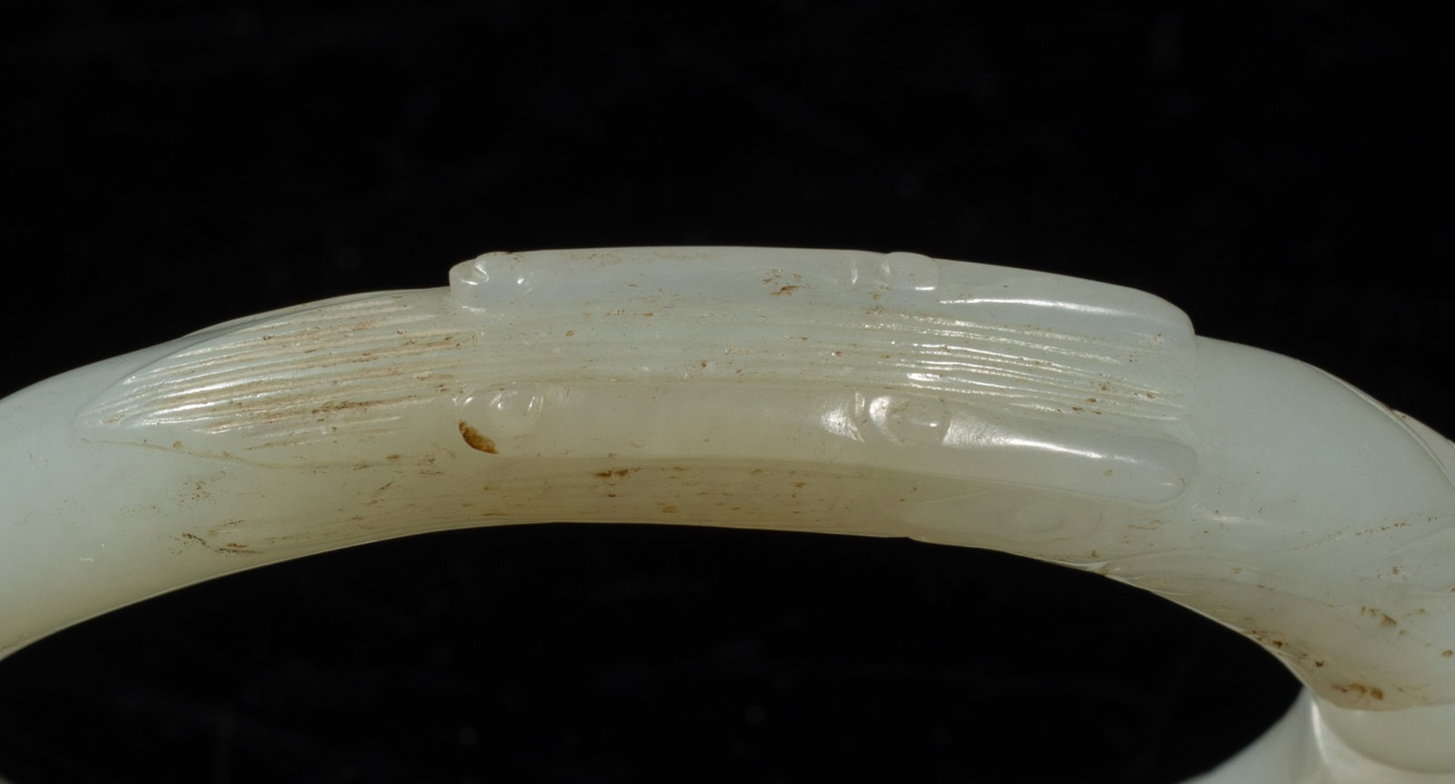 Two Chinese Ming Jade Dragon Bangles - 8