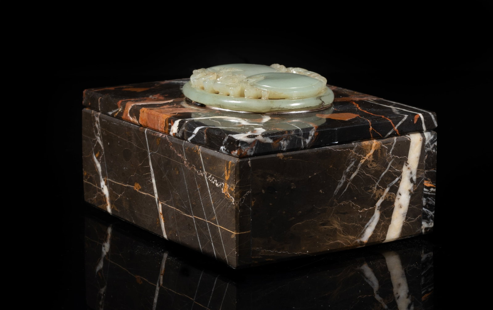Chinese Jade Covered Marble Box - 3