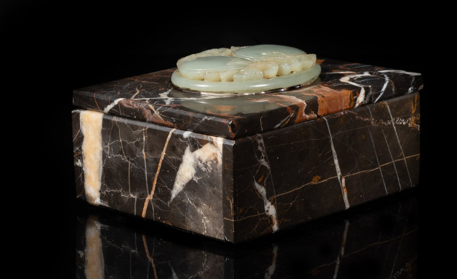 Chinese Jade Covered Marble Box - 4