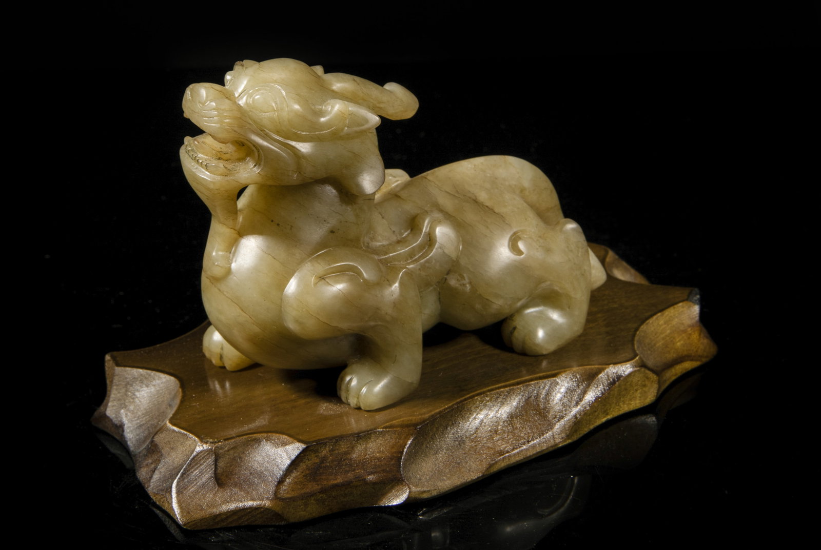 Chinese Russet Jade Beast w/ Wood Base (1 of 13)