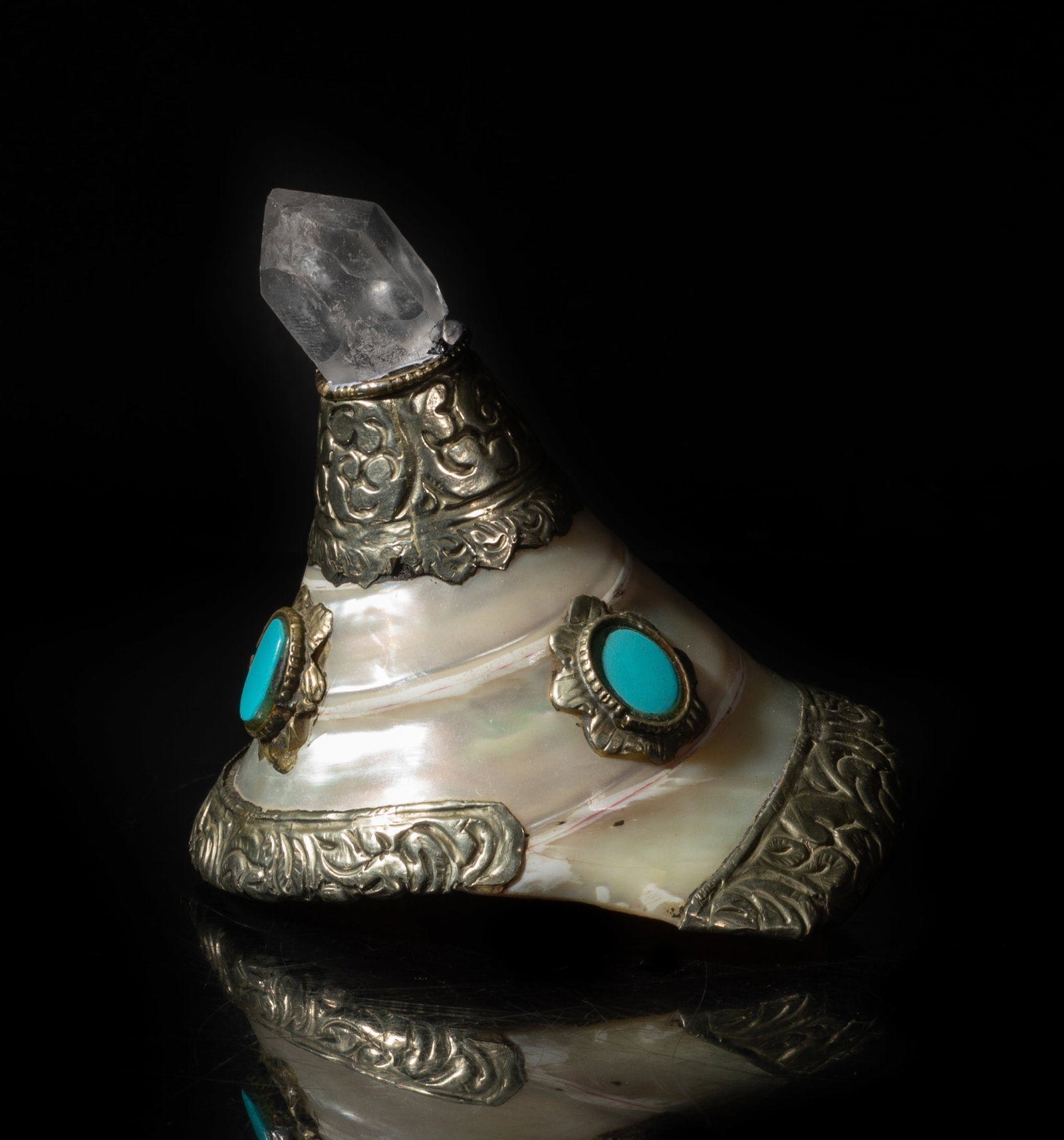 Unusual Nepal/ Tibetan Shell Inlaid Energy Crystal (1 of 13)