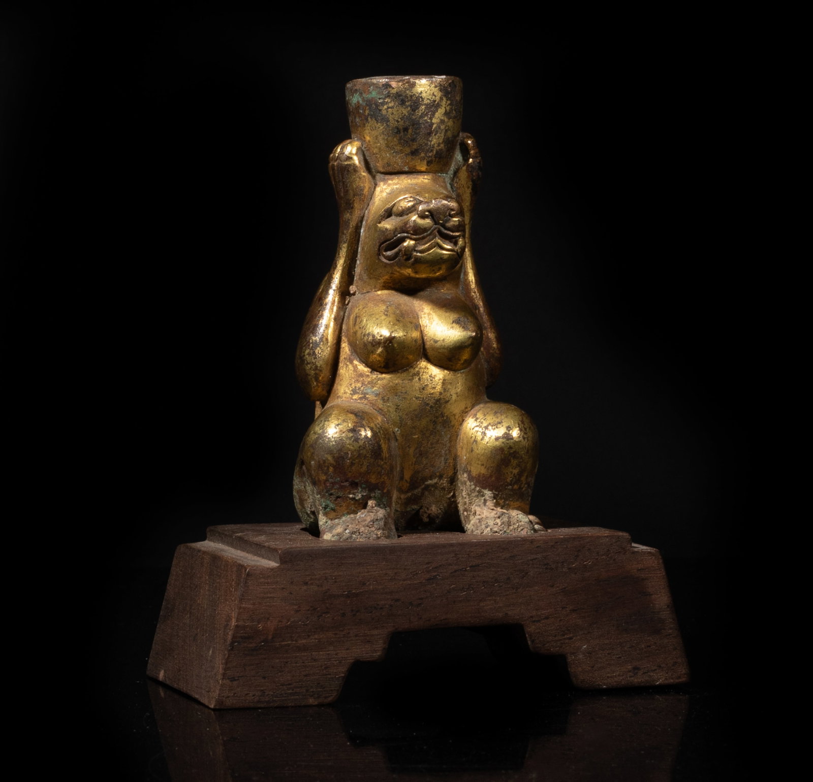 Chinese Gold on Bronze Sculpture w/ Base (1 of 12)