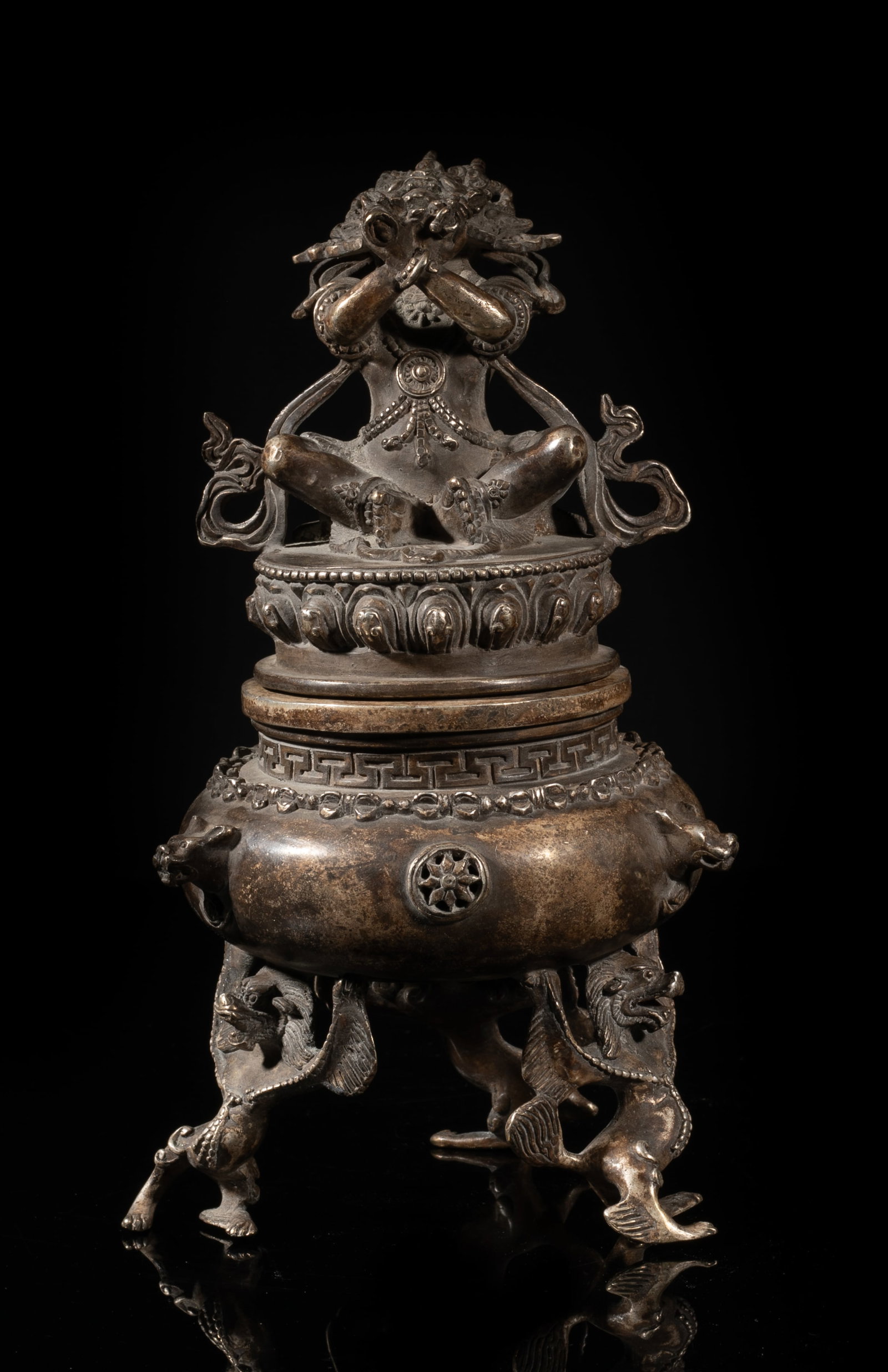 Rare Chinese Sino-Tibetan Silver Plated Censer (1 of 19)