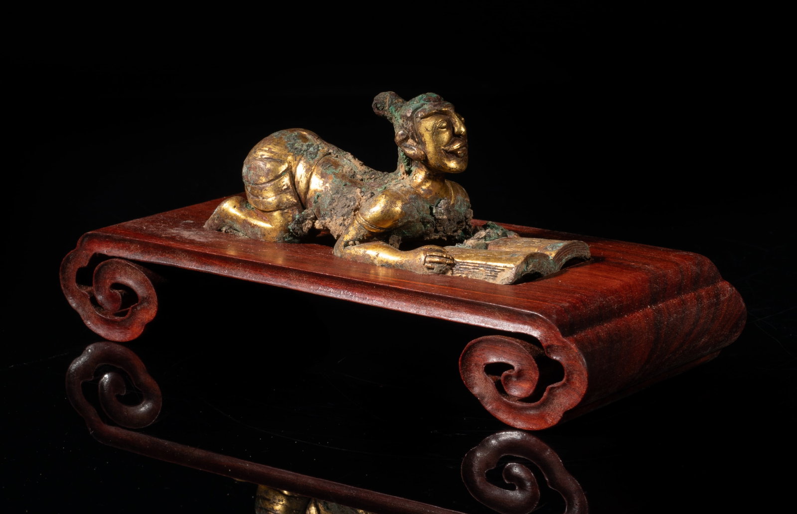 Estate Chinese Gold on Bronze Sculpture w/ Base (1 of 11)