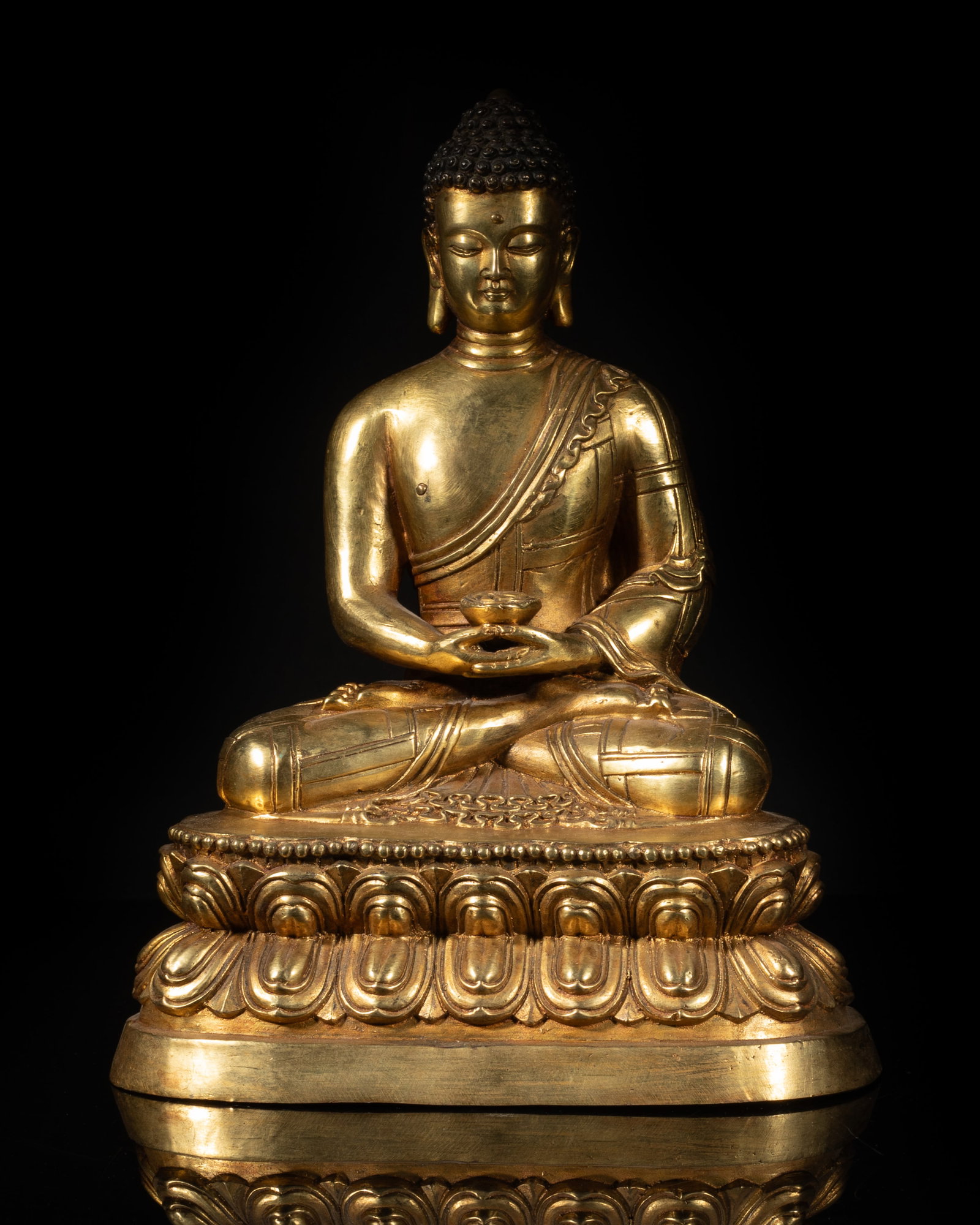 Large Chinese Gold on Bronze Sculpture of Buddha (1 of 10)