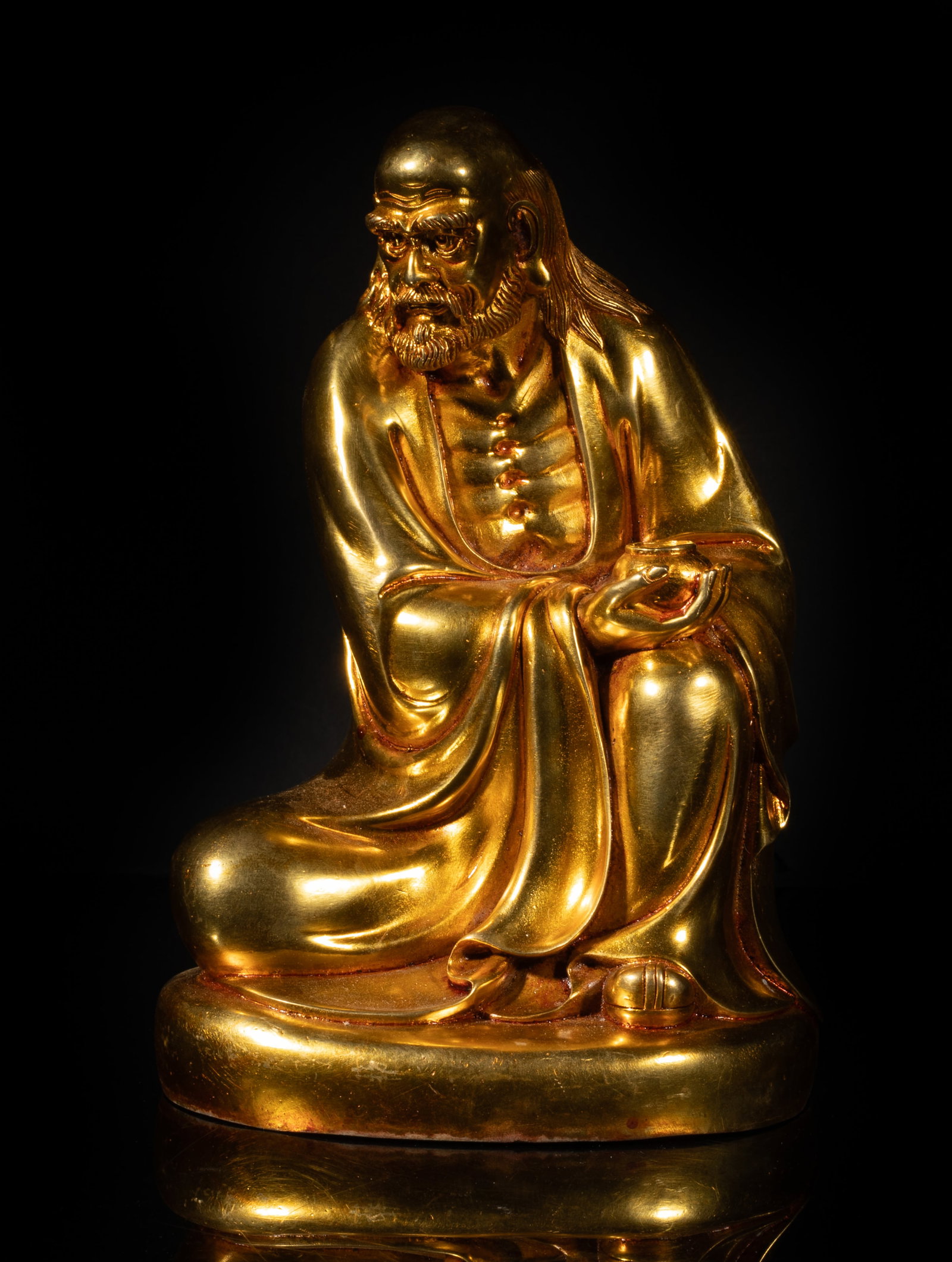 Chinese Gold on Bronze Sculpture of Luohan (1 of 9)