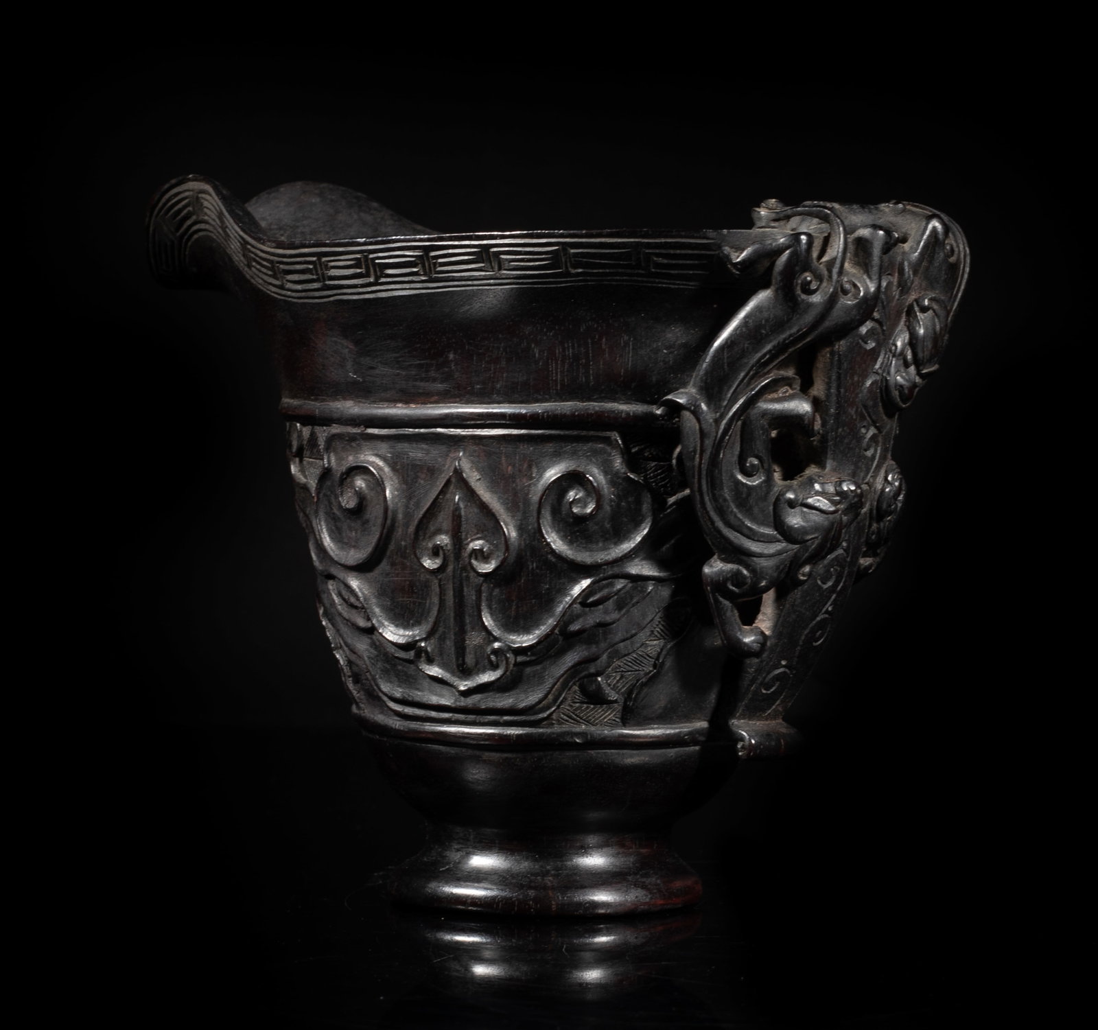 Chinese Zitan Like Wood Carved Libation Cup (1 of 16)