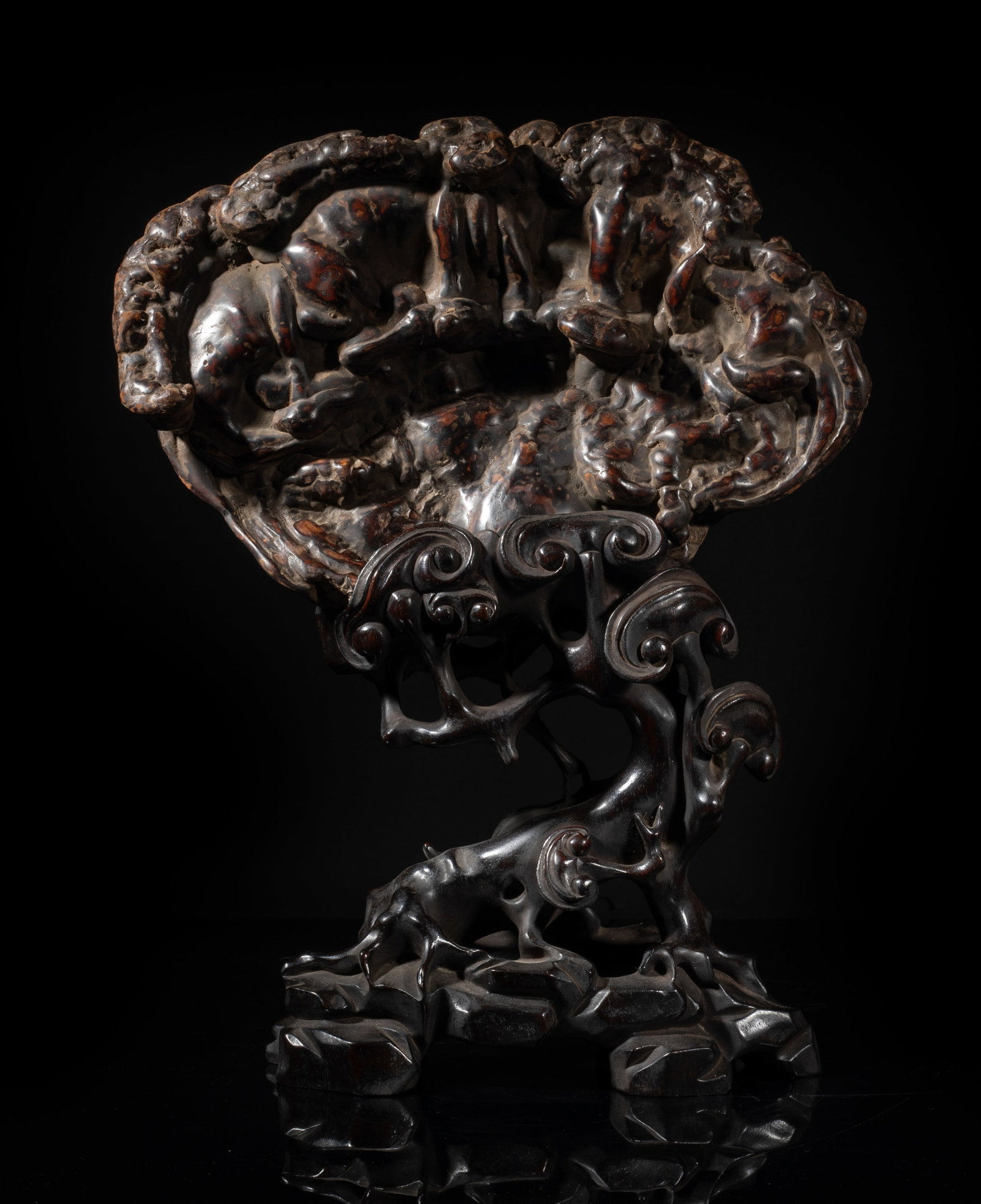 Lg Chinese Lingchi Sculpture w/ Zitan Base (1 of 13)