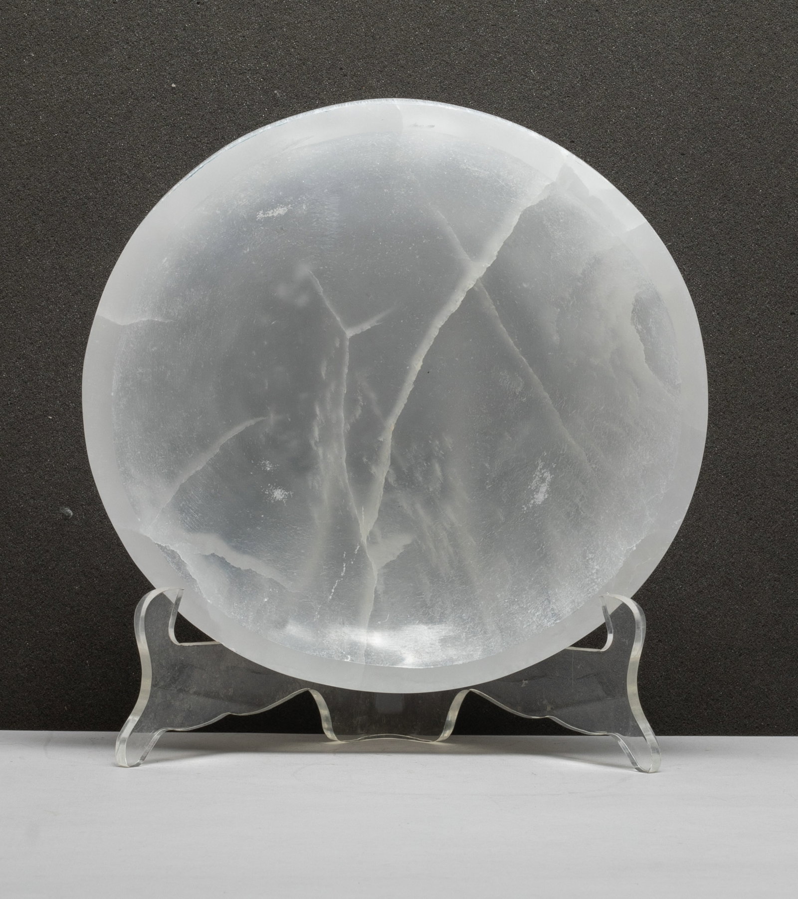 Estate Large Gemstone Bowl: Large translucent white gemstone bowl. Approx. 9.5*2.2 inch.