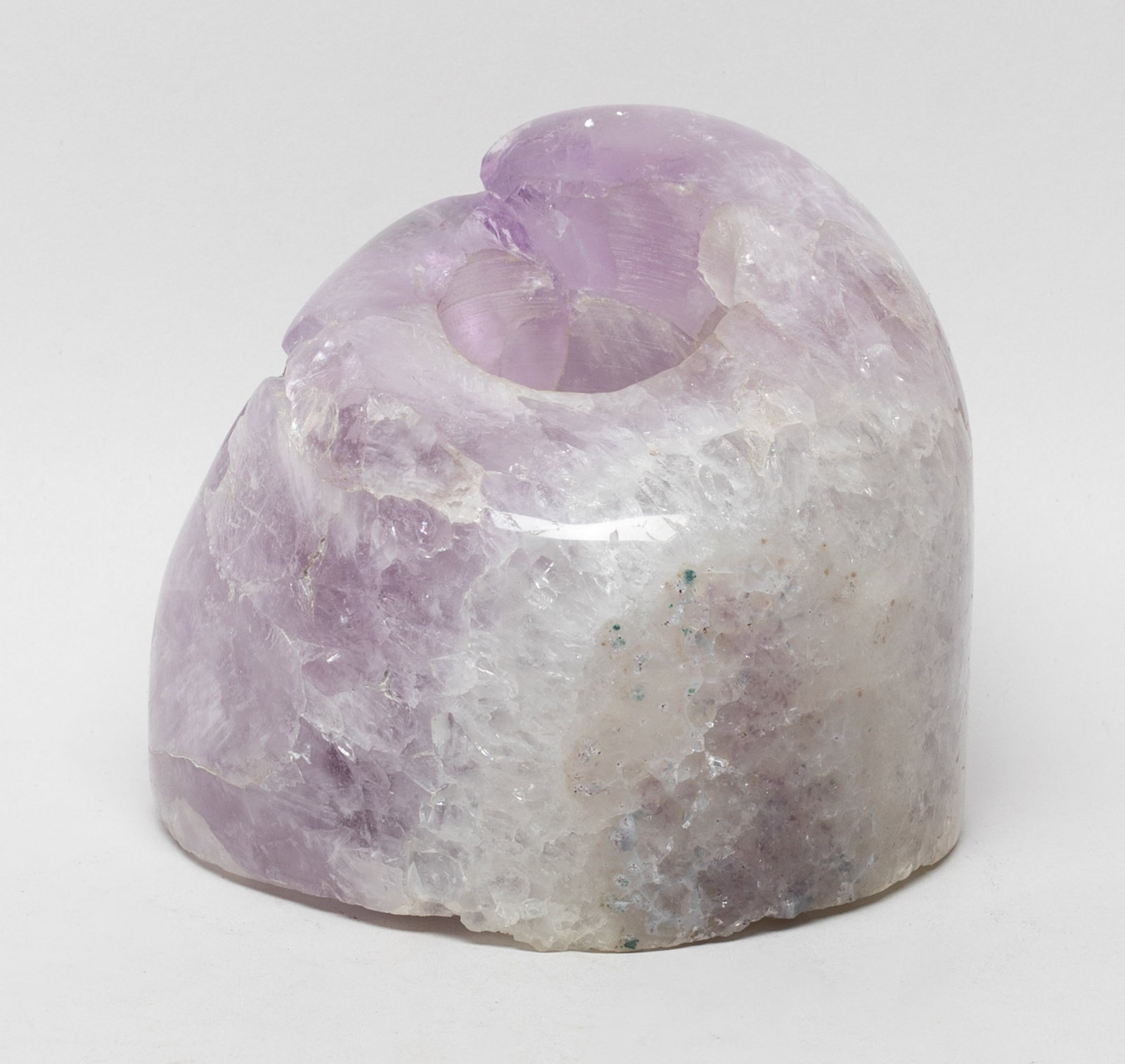 Mid-century Amethyst Candlestick: Large collectible amethyst candlestick holder. Approx. 4.3*4.2*3.8 inch.