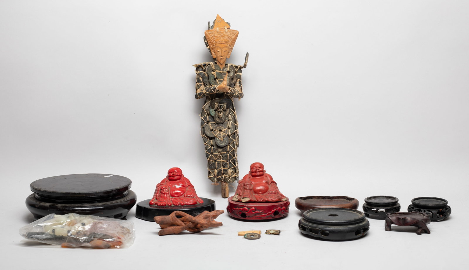 Vintage Chinese Wood Stands, Coins (1 of 20)