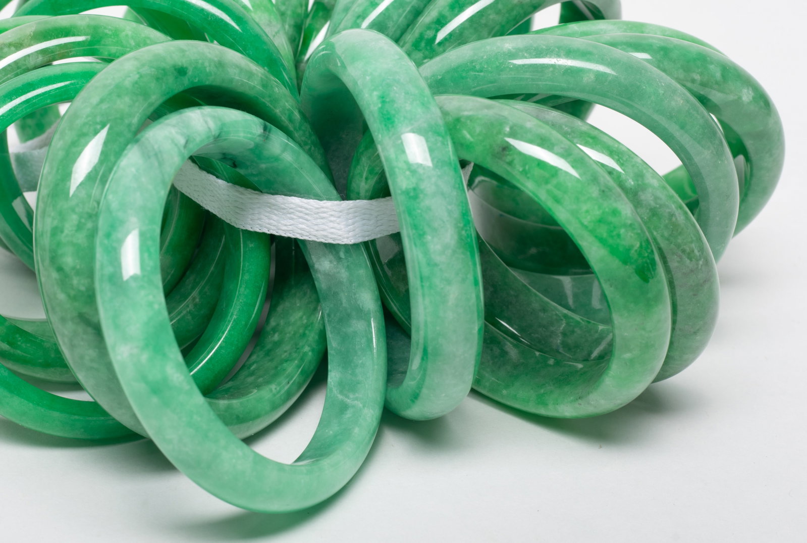 Set Chinese Export Colored Stone Bangles, Pendants - 13
