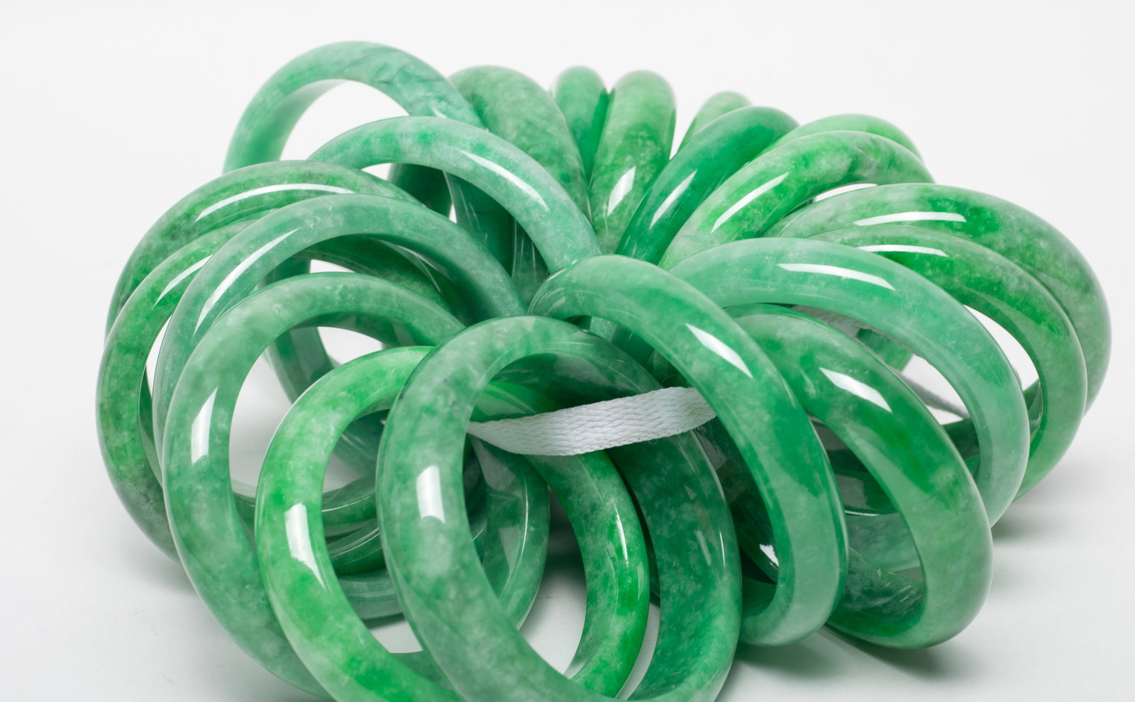 Set Chinese Export Colored Stone Bangles, Pendants - 14