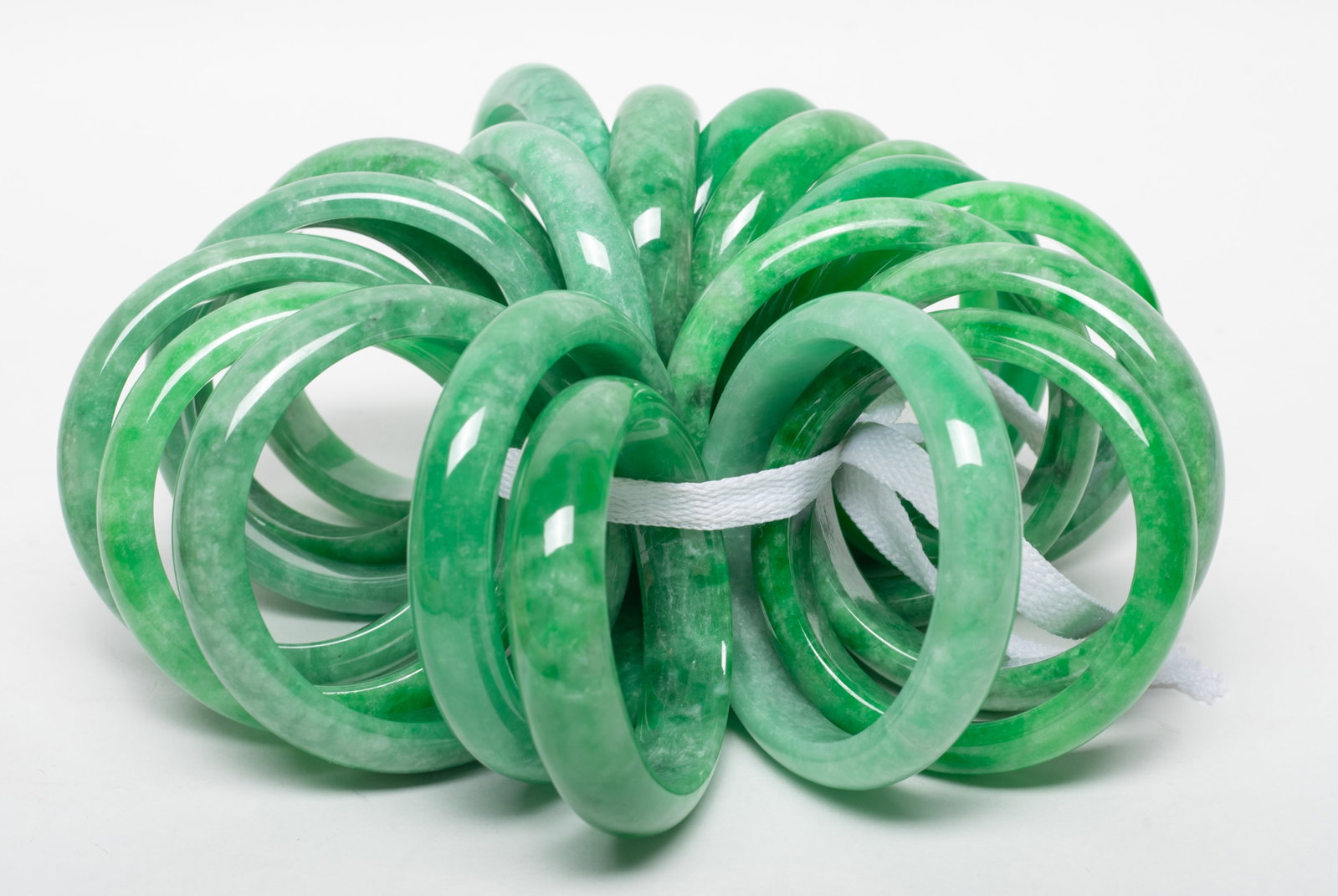 Set Chinese Export Colored Stone Bangles, Pendants - 15