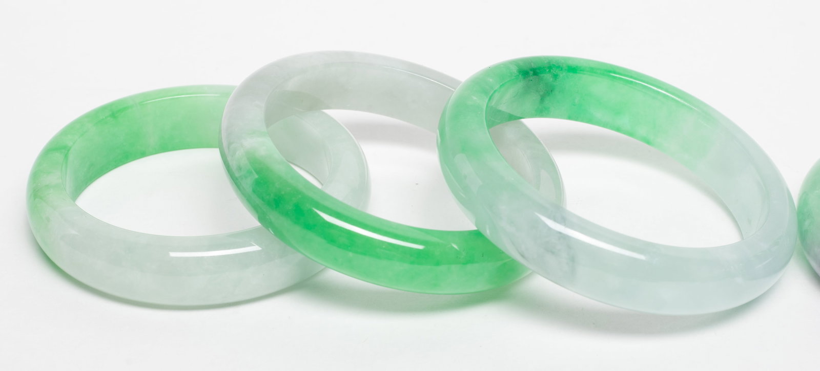 Set Chinese Export Colored Stone Bangles, Pendants - 3