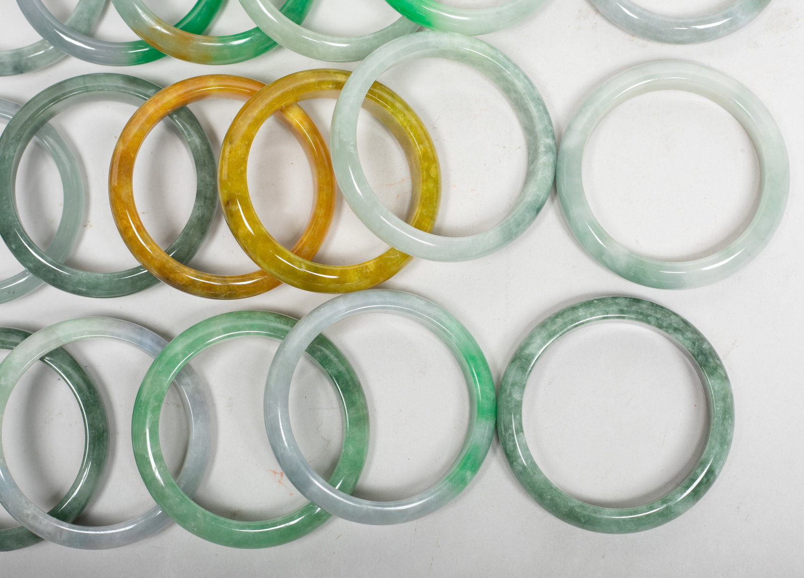 Set Chinese Export Colored Stone Bangles - 10