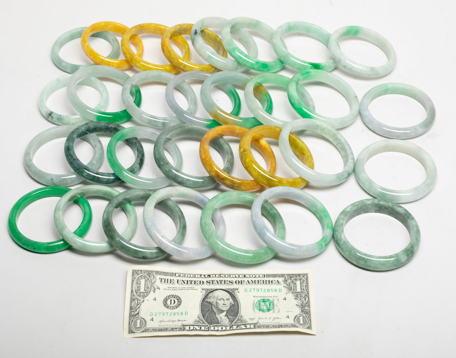 Set Chinese Export Colored Stone Bangles - 2