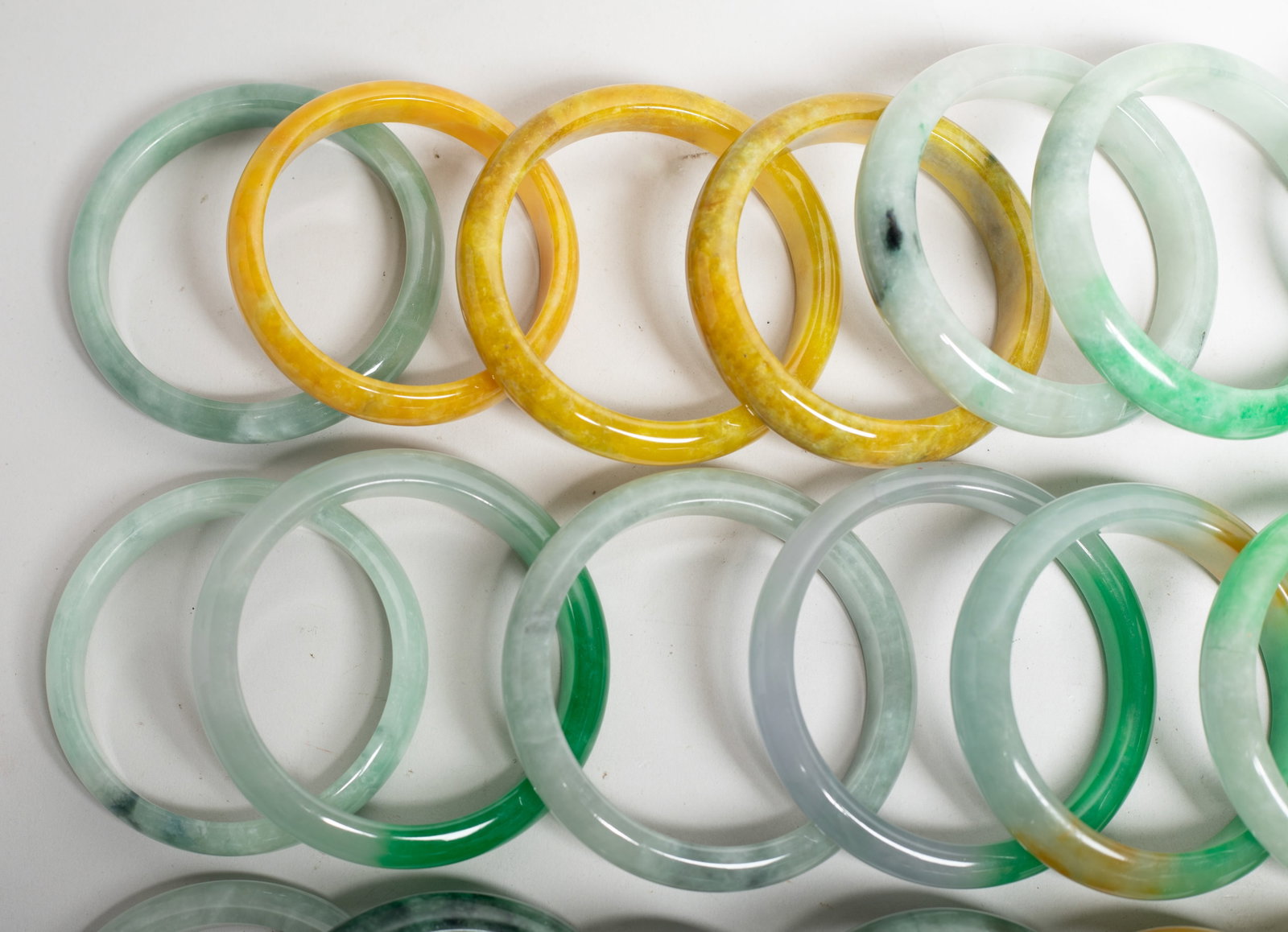 Set Chinese Export Colored Stone Bangles - 3